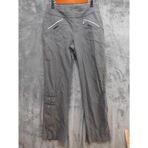 Jamie Sadock Pants Womens 10 Gray Cargo Straight Pull On Pockets Stretch Twill